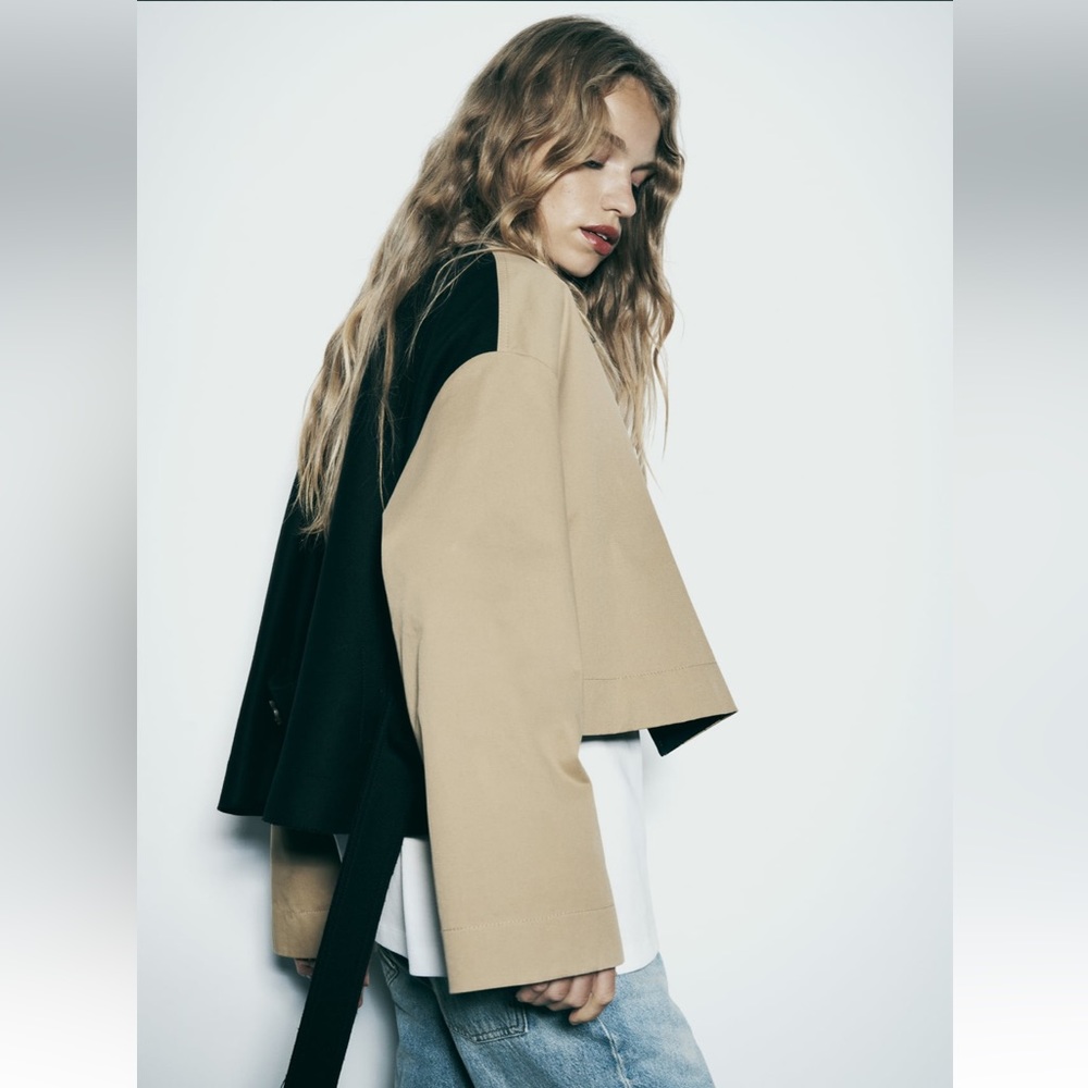 Zara Tan and Brown Trench Coat Modern Oversized Silhouette